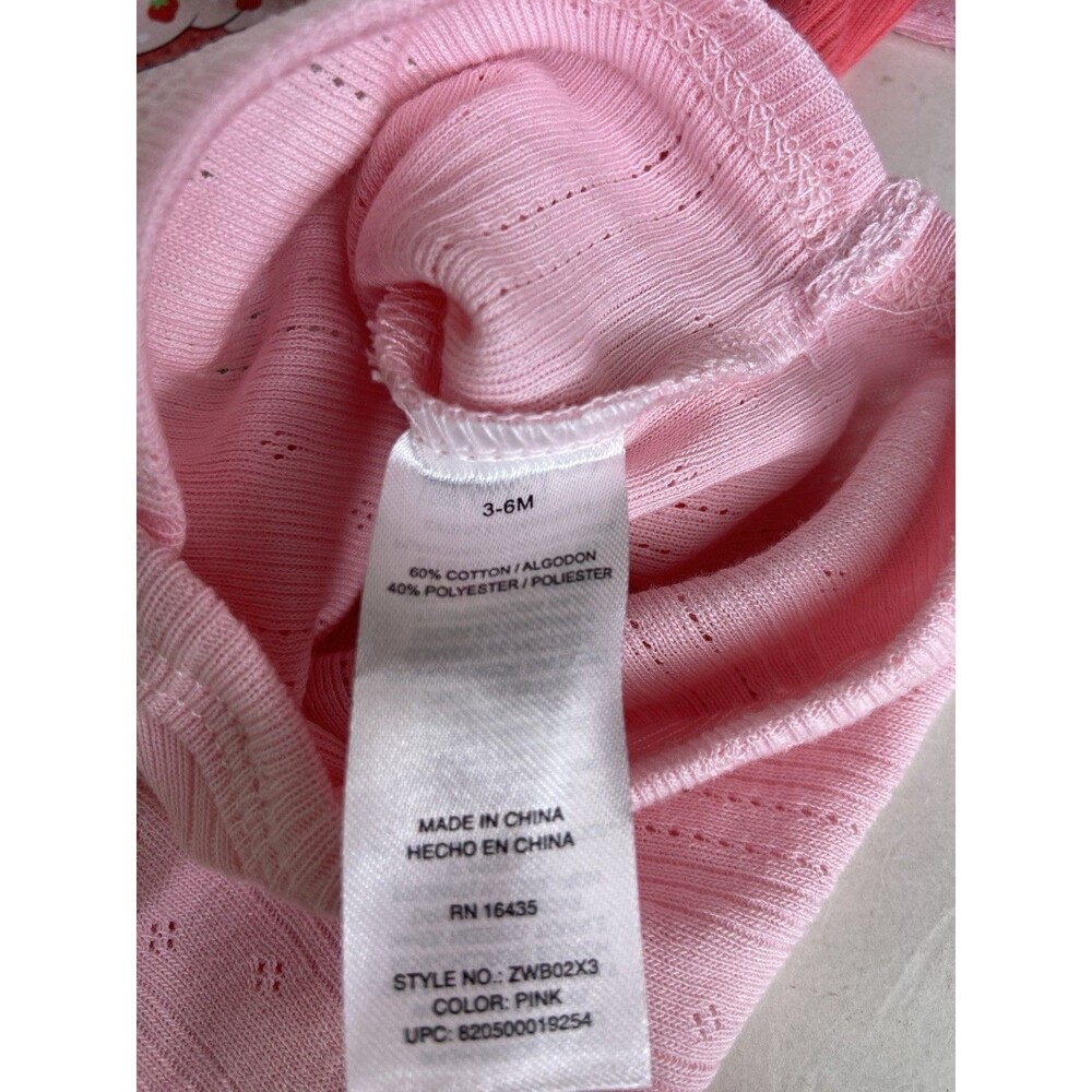 Strawberry Shortcake Three Piece Bodysuit Set Pink Baby Girls Size 3-6 Months - Picture 6 of 9